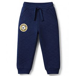 Babyhug Cotton Looper Knit Full Length Lounge Pants with Soccer Ball Patch - Navy Blue