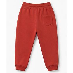 Babyhug 100% Cotton Looper Knit Full Length Lounge Pant With Text Print- Rust Orange