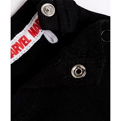 Babyhug Marvel Single Jersey Knit Half Sleeves Round Neck T-Shirt With Captain America Shield Reversible Sequins - Black