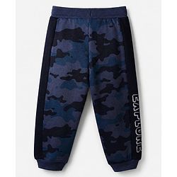Babyhug Cotton Looper Knit Full Length Jogger Fit Lounge Pants with Camouflage Print - Navy Blue