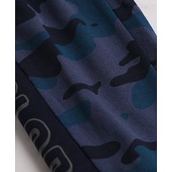 Babyhug Cotton Looper Knit Full Length Jogger Fit Lounge Pants with Camouflage Print - Navy Blue