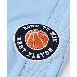 Babyhug Cotton Knit Full Length Jogger Fit Lounge Pant with Basketball Patch Print in Blue