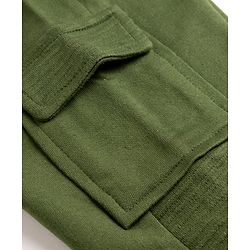 Babyhug 100% Cotton Looper Knit Full Length Cargo Style Joggers With Adventure Text Print - Olive Green