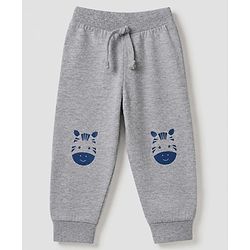 Babyhug Cotton Jersey Knit Full Length Jogger Fit Lounge Pants with Zebra Print Pack of 3 - Olive Green, Light Grey & Navy Blue