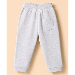 Babyhug Cotton Knit Jogger Fit Full Length Track Pant with Baseball Patch in Grey