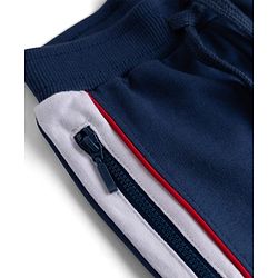 Babyhug 100% Cotton Looper Knit Full Length Joggers With League Text Print & Pockets - Navy Blue