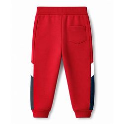 Babyhug 100% Cotton Looper Knit Full Length Joggers With Squad Goal Text Print & Pockets - Red
