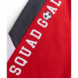Babyhug 100% Cotton Looper Knit Full Length Joggers With Squad Goal Text Print & Pockets - Red