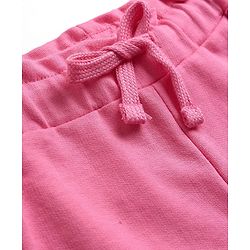 Babyhug 100% Cotton Looper Knit Full Length Lounge Pants With Heart & Text Print - Pink