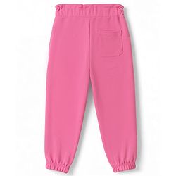 Babyhug 100% Cotton Looper Knit Full Length Lounge Pants With Heart & Text Print - Pink