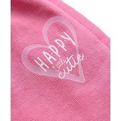 Babyhug 100% Cotton Looper Knit Full Length Lounge Pants With Heart & Text Print - Pink