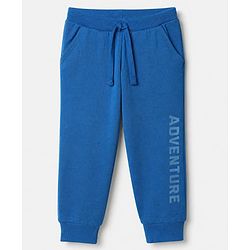Babyhug Cotton Knit Full Length Jogger Fit Lounge Pant with Adventure Print in Blue