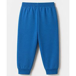 Babyhug Cotton Knit Full Length Jogger Fit Lounge Pant with Adventure Print in Blue
