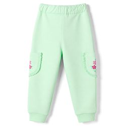 Babyhug 100% Cotton Looper Knit Full Length Lounge Pant With Floral Print - Green