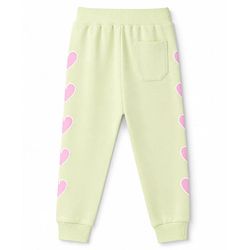 Babyhug 100% Cotton Looper Knit Full Length Heart Embroidered Lounge Pant - Lime Green