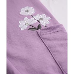 Babyhug Cotton Looper Knit Full Length Track Pants With Floral Print - Purple