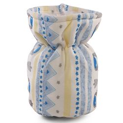 Babyhug Velour Feeding Bottle Cover Medium Bear Print  - Yellow & White