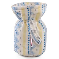 Babyhug Velour Feeding Bottle Cover Medium Bear Print  - Yellow & White