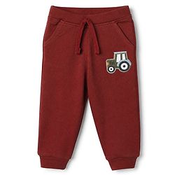 Babyhug Cotton Looper Knit Full Length Track Pant with Tractor Patch - Rust Orange