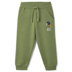 Babyhug Cotton Jersey Knit Full Length Jogger Fit Lounge Pant with Baseball Print in Green