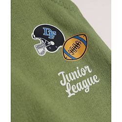 Babyhug Cotton Jersey Knit Full Length Jogger Fit Lounge Pant with Baseball Print in Green