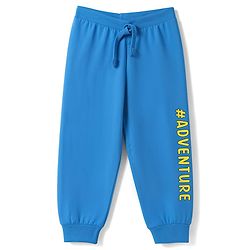 Babyhug 100% Cotton Jersey Knit Full Length Lounge Pant With Text Print Pack of 2 - Blue Yellow