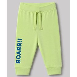 Babyhug Cotton Jersey Knit Full Length Jogger Fit Lounge Pant with Crocodile Print Pack of 2 in Navy Blue Lime Green