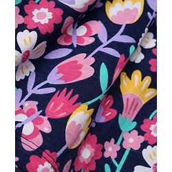 Babyhug Single Jersey Knit Frock with Half Sleeves and Floral Print in Blue