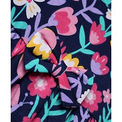 Babyhug Single Jersey Knit Frock with Half Sleeves and Floral Print in Blue