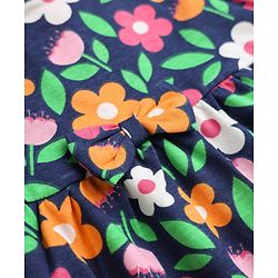 Babyhug Single Jersey Knit Frock with Half sleeves and Floral Print in Navy in Blue