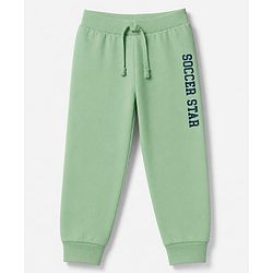 Babyhug 100% Cotton Looper Knit Full Length Joggers With Soccer Star Text Print - Grey, Navy Blue & Olive Green