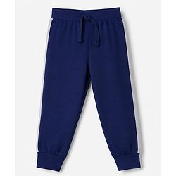 Babyhug 100% Cotton Looper Knit Full Length Joggers With Soccer Star Text Print - Grey, Navy Blue & Olive Green