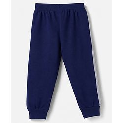 Babyhug 100% Cotton Looper Knit Full Length Joggers With Soccer Star Text Print - Grey, Navy Blue & Olive Green
