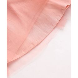 Babyhug Mesh Woven Cap Sleeves Frock With Floral Applique - Peach