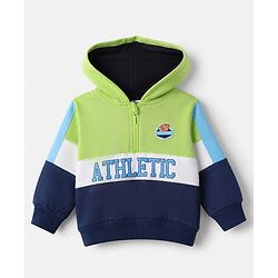 Babyhug Fleece Knit Sweatshirt with Full Sleeves, Athletic Applique and Football Patch in Green for 12-18 Months