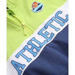 Babyhug Fleece Knit Sweatshirt with Full Sleeves, Athletic Applique and Football Patch in Green for 12-18 Months