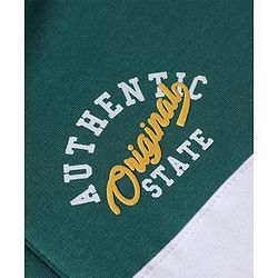 Babyhug Fleece Knit Heavy Gauge Full Sleeves Front Open Warm Hooded Sweatshirt With Text Print - Dark Green