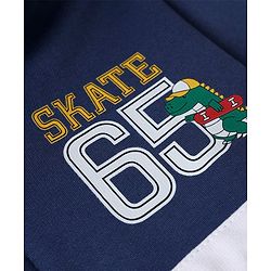 Babyhug Heavy Gauge Fleece Knit Full Sleeves Hooded Sweat Jacket With Text Print - Navy Blue