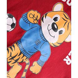Babyhug Fleece Knit Full Sleeves Front Open Heavy Gauge Warm Sweatshirt With Awesome Player Print - Red
