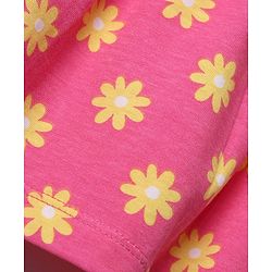 Babyhug Single Jersey Knit Frock with Half Sleeves, Flutter Sleeves and Floral Print in Pink