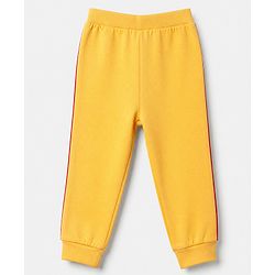Babyhug Cotton Jersey Knit Full Length Lounge Pant with Drawstring and Nyc Varsity Text in Blue Yellow & Red Pack of 3