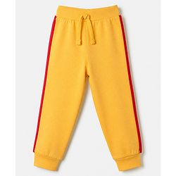 Babyhug Cotton Jersey Knit Full Length Lounge Pant with Drawstring and Nyc Varsity Text in Blue Yellow & Red Pack of 3