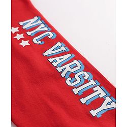 Babyhug Cotton Jersey Knit Full Length Lounge Pant with Drawstring and Nyc Varsity Text in Blue Yellow & Red Pack of 3