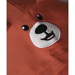 Babyhug Heavy Gauge Fleece Knit Front Open Full Sleeves Warm Hooded Sweat Jacket With Applique - Coral