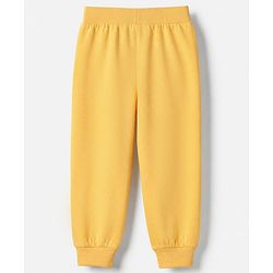 Babyhug Cotton Jersey Knit Full Length Lounge Pants With Text Print Pack Of 3 - Mustard Olive Green & Navy Blue