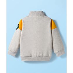 Babyhug Fleece Knit Sweatshirt with Full Sleeves and Outdoor Adventures Patch in Grey