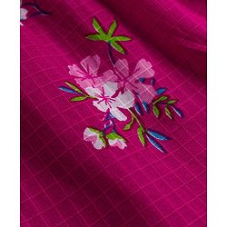 Babyhug 100% Cotton Woven Half Sleeves Frock with Floral Print & Applique - Pink