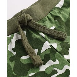 Babyhug Cotton Jersey Knit Full Length Track Pants with Camouflage Print Pack of 3 in Blue Green & Red