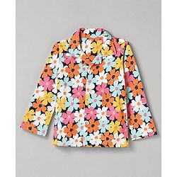 Babyhug 100% Cotton Knit Full Sleeves Front Open Shirt & Pyjama Night Suit with Floral Print - White & Navy Blue