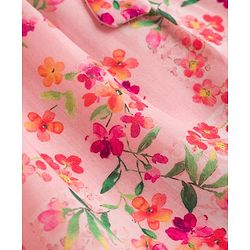 Babyhug Cotton Woven Frill Sleeves Frock with Floral Print - Peach